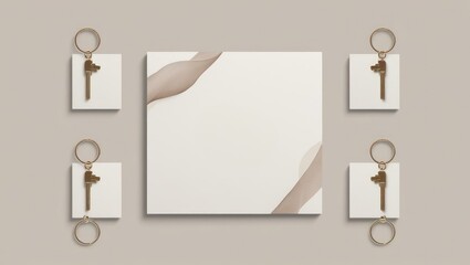 Elegant Background with Keychains Framing Empty Space for Text, Minimalist Design