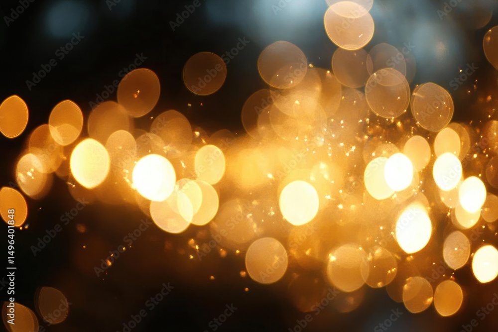 Poster abstract golden bokeh lights glowing softly with warm yellow and orange tones on a dark background c