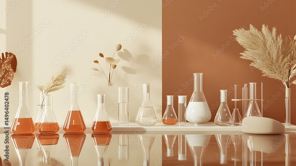 Poster elegant laboratory setup with natural elements.