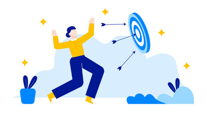 Person frantically evading arrows aimed at a target.