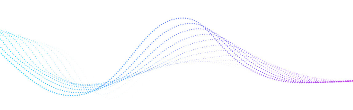 Abstract flowing particles technology line on white background