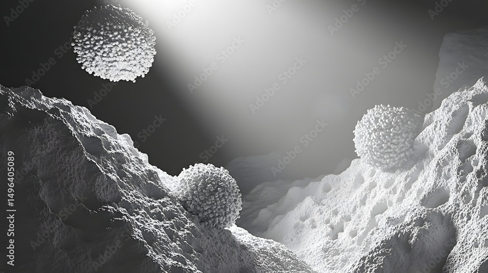 Poster monochromatic renderings of structures with illumination.