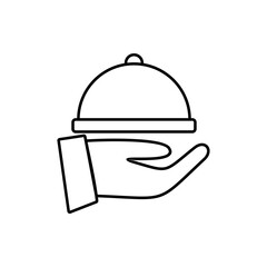 room service icon, vector line isolated on white background. trendy and modern design