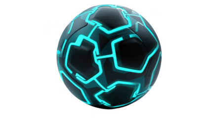 Futuristic Glowing Sphere with Geometric Pattern on Transparent Background