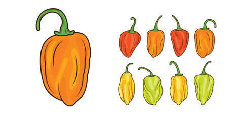 set of hot chili peppers