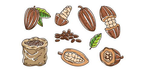 set of vector elements of cocoa