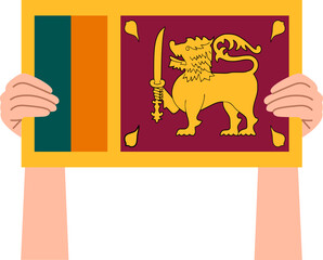 Woman's hand holding the Sri Lanka flag