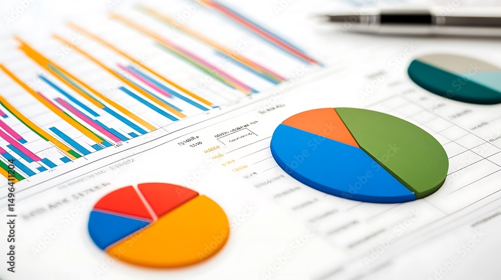 Poster business charts with data analysis.