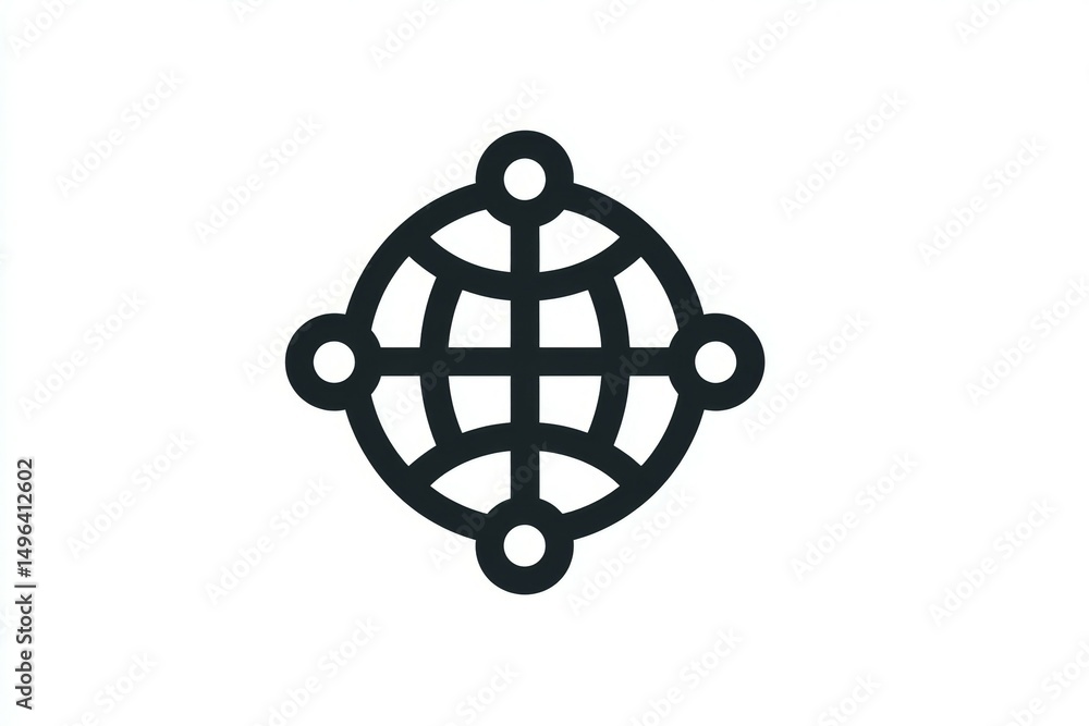 Aufkleber minimalist globe icon with network nodes symbolizing global connectivity