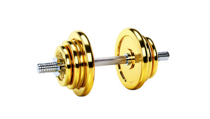 Fototapeta premium Gold Dumbbell Weights on Transparent Background Fitness Equipment Gym Exercise