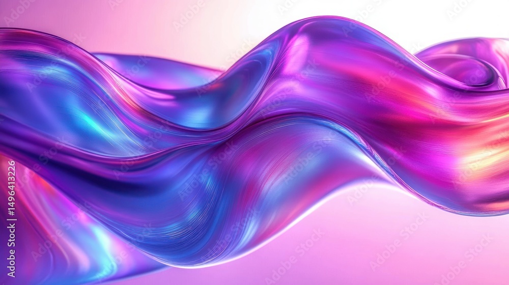 Poster smooth flowing silky fabric with vibrant blue and pink iridescent colors creating a dynamic and eleg