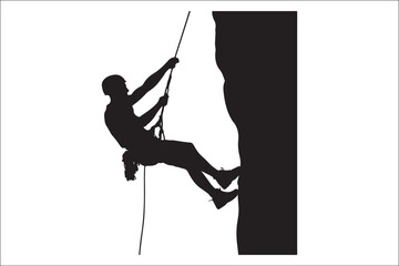 Obraz premium Rappelling Silhouette – Adventure Climber Outdoor Design