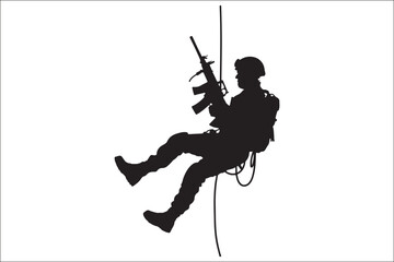 Rappelling Silhouette &ndash; Adventure Climber Outdoor Design