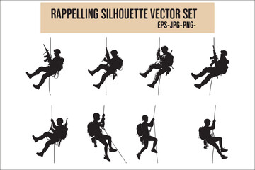Rappelling Silhouette &ndash; Adventure Climber Outdoor Design