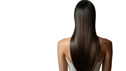 Obraz premium Back view of a sleek and shiny hairstyle, capturing elegance and modern beauty.