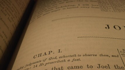 Close Up of Joel Title Page in Vintage Bible with Date Before Christ 800 16