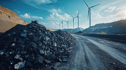 Duality in energy production showing contrasting resources and renewable power