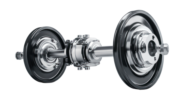 Close-up of a weightlifting barbell on a white isolated background.