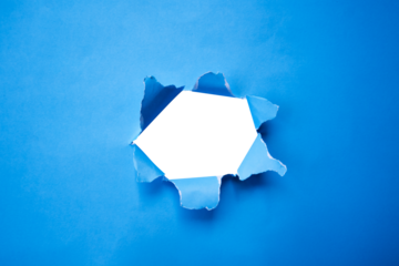 blue torn paper with middle space transparent