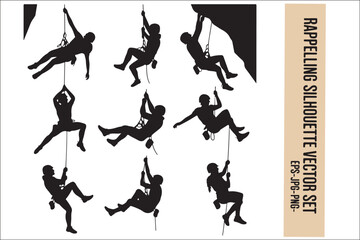 Rappelling Silhouette &ndash; Adventure Climber Outdoor Design
