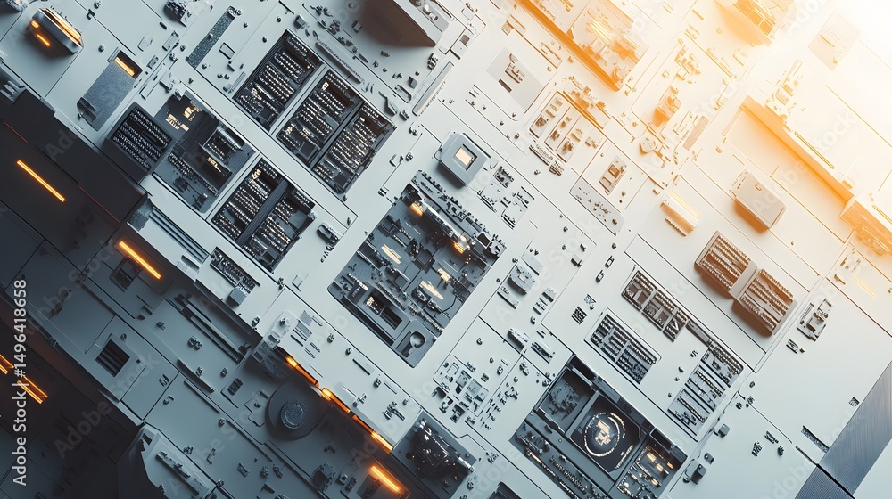 Poster abstract digital technology design showcasing complex circuitry.