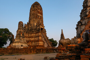 View of Wat Chaiwatthanaram which is part of the Ayutthaya Historical Park and also a a UNESCO World Heritage Site. It is located at Ayutthaya, Thailand.