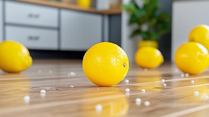 Lemons on Wooden Floor