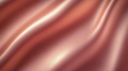 Fototapeta premium Close-up of smooth, flowing silky fabric with soft light reflections in warm rose gold and peach tones