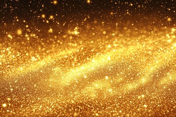 Obraz premium Shimmering golden glitter particles sparkling densely with a glowing and radiant effect creating a sense of luxury and celebration