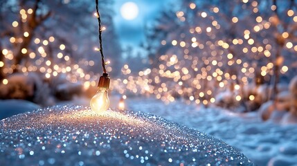 Light Bulb in Winter Scene