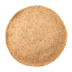 Empty Round Lavash with Flax Seeds on Transparent Background


