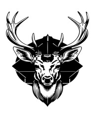  Silhouette Vector of a Deer Face
Black vector deer face silhouette, perfect for wildlife branding, rustic decorations, tattoo art, and outdoor adventure-themed digital illustrations.