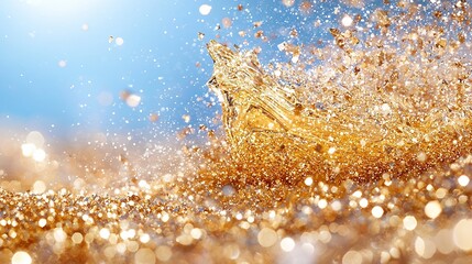 Liquid Splash Against Blue Background