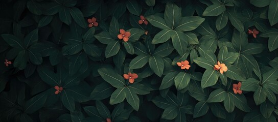 Lush foliage with tiny orange blossoms