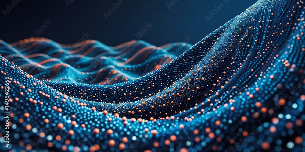 Aufkleber visual representation of flowing waves composed of glowing particles in a digital landscape