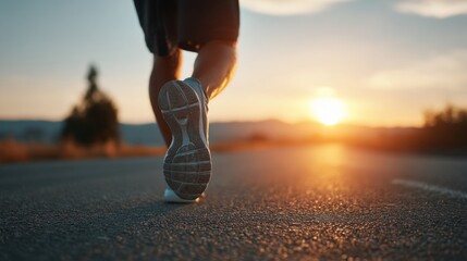 a person running on an asphalt road.