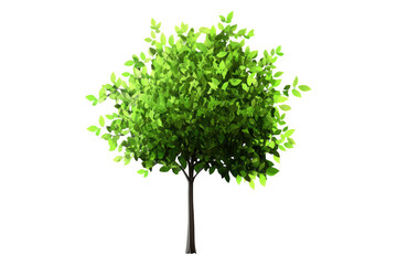 Fototapeta premium Realistic tree with lush green leaves stands prominently, showcasing its vibrant foliage and sturdy trunk, symbolizing nature beauty and vitality