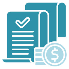 Invoice Paid dual tone blue color, mini illustration icon. use for modern concept, print, UI, UX kit, web and app development. Vector related to sales, logistic and ecommerce