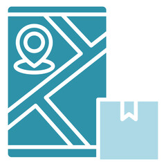 Map Route dual tone blue color, mini illustration icon. use for modern concept, print, UI, UX kit, web and app development. Vector related to sales, logistic and ecommerce