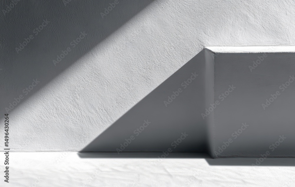 Aufkleber minimalist scene with sharp geometric shadows cast on smooth light-colored wall and floor