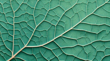 Close-up of a green leaf with intricate geometric patterns