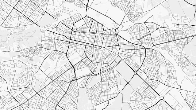 Sofia, Bulgaria. Perfect for posters, printing, wallpaper, and home decor. Contains information on places of interest, roads, toll roads, rivers, mountains, parks, etc