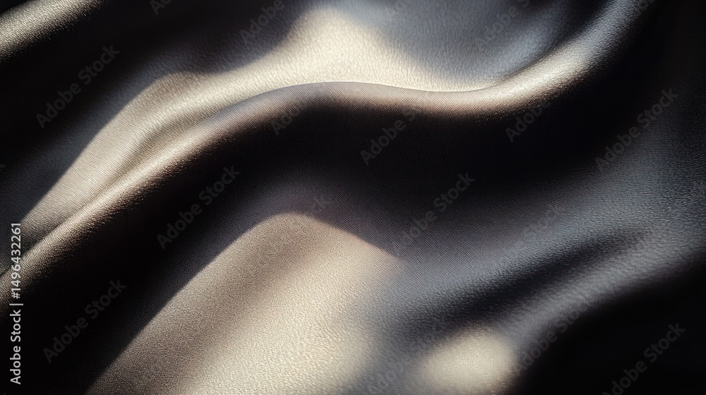 Poster close-up of smooth, flowing brown fabric with soft light and shadows creating elegant folds