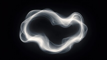 Soft white smoke swirling in an abstract circular shape on a black background conveying a sense of fluidity and calm