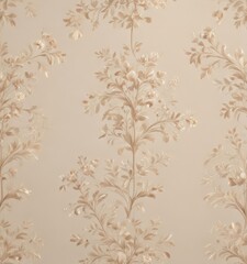 Fototapeta premium Subtle beige damask with delicate floral sprigs Perfect for background , pastel, retro, beige