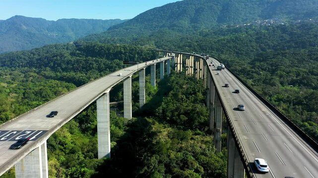 Imigrantes Road In Sao Bernardo Sao Paulo Brazil. Urban Life Landscape Of Freeway Road Connecting City Streets. Nature Sky Sky Forest. Nature Agronomy Rural Horizon. Sao Bernardo Sao Paulo.
