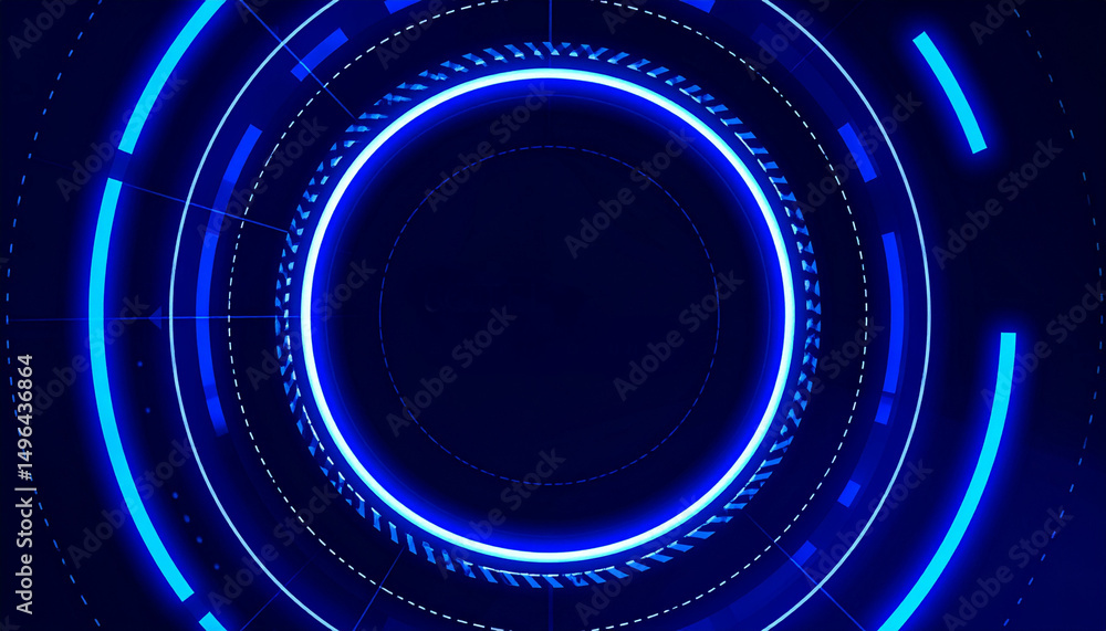 Poster futuristic abstract design with glowing circles and a technological vibe. a captivating visual repre