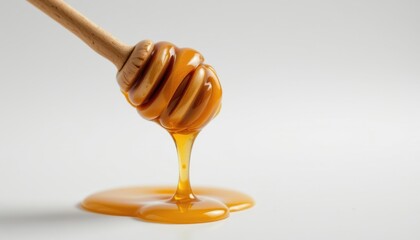Drizzling honey action kitchen setting food photography minimalist environment close-up view sweetness concept