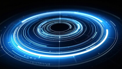 Fototapeta premium Futuristic glowing blue circles and technological abstract design