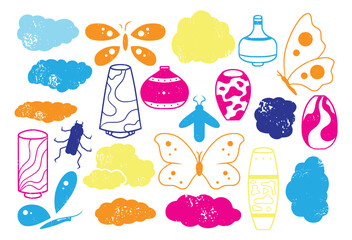 Cheerful kid draw illustration. Cute flower simple doodle art